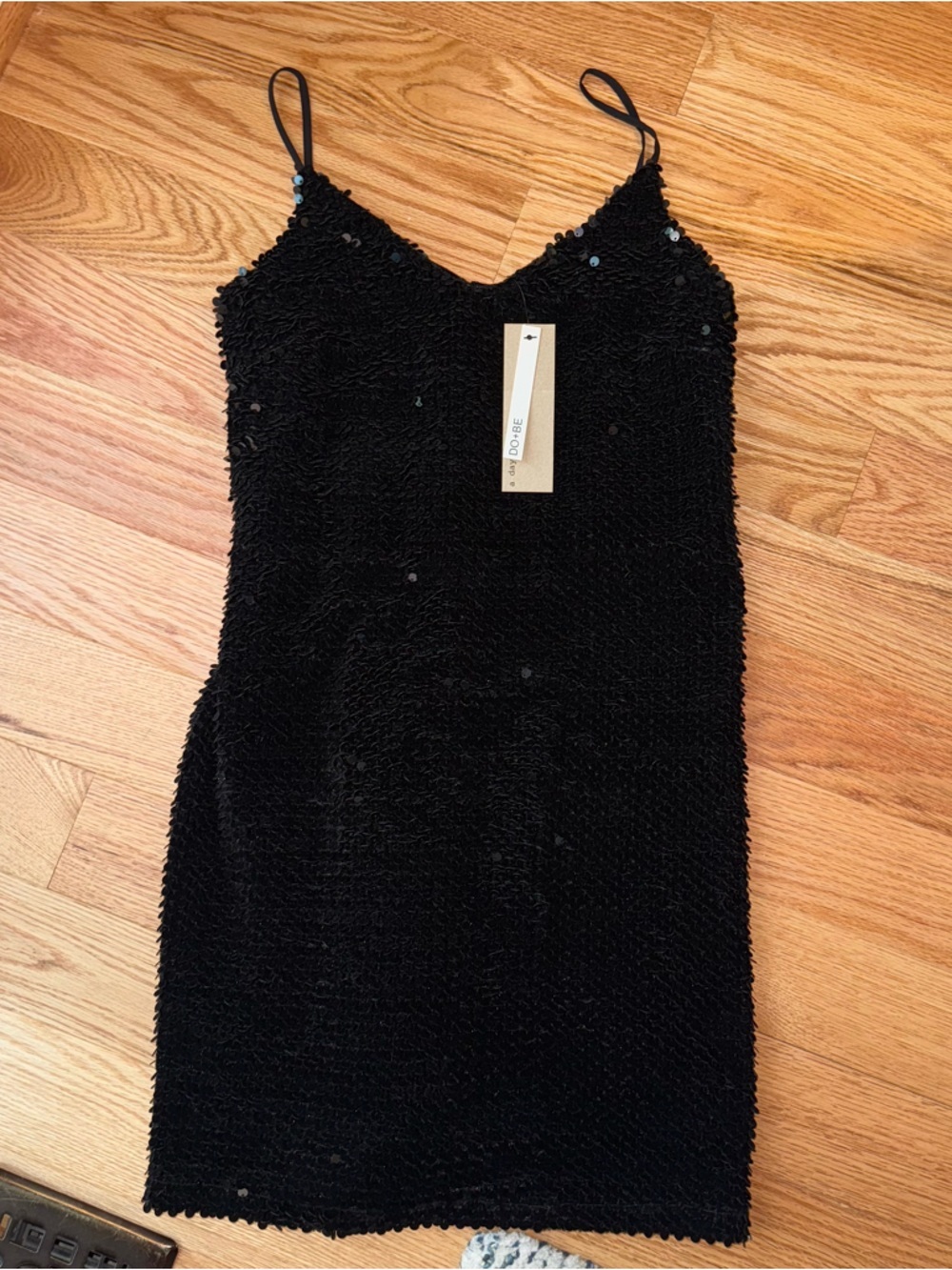 Do + Be Black Sequin Velvet Mini Dress NWT Size S